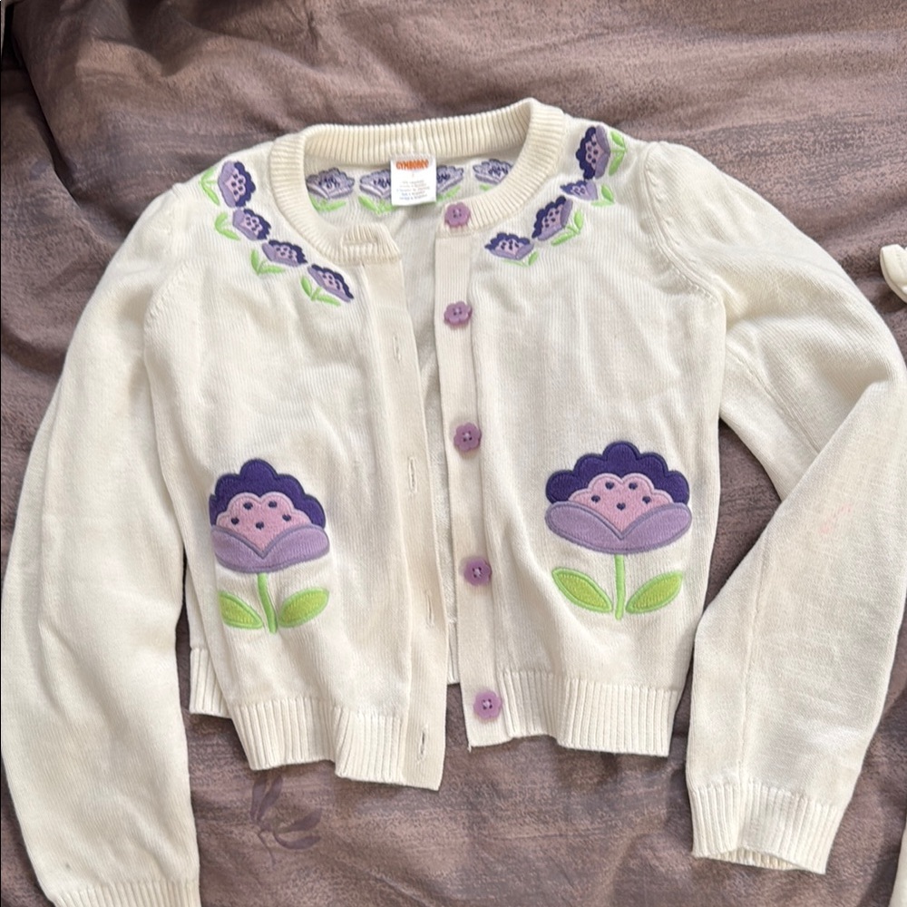 Gymboree White and Purple Kids Cardigan and Shirt Set Size 7 Excellent condition - Picture 2 of 7